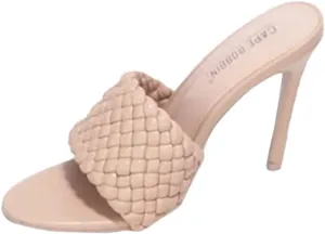 Cape Robbin Anson Sexy Woven High Heels for Women, Square Open Toe Shoes Heels