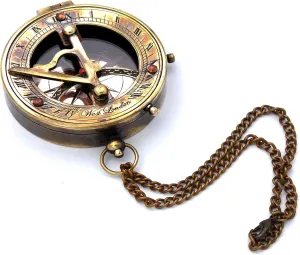 Captain's Brass Sundial Compass – Vintage Marine Nautical Compass, Functional Navigation Tool for Camping, Hiking, Outdoor Adventures, Collectible Gift for Men