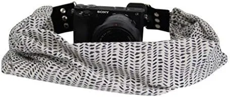 Capturing Couture Scarf Camera Strap with Hidden Pocket, Kyla - Zipper Pocket Holds Your Phone, Keys, Cash and Spare Memory Card, Pocket Size: 6.5" Opening x 4" Deep, Stretch Material