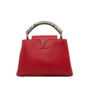 capucines bb with snake handle in leather red