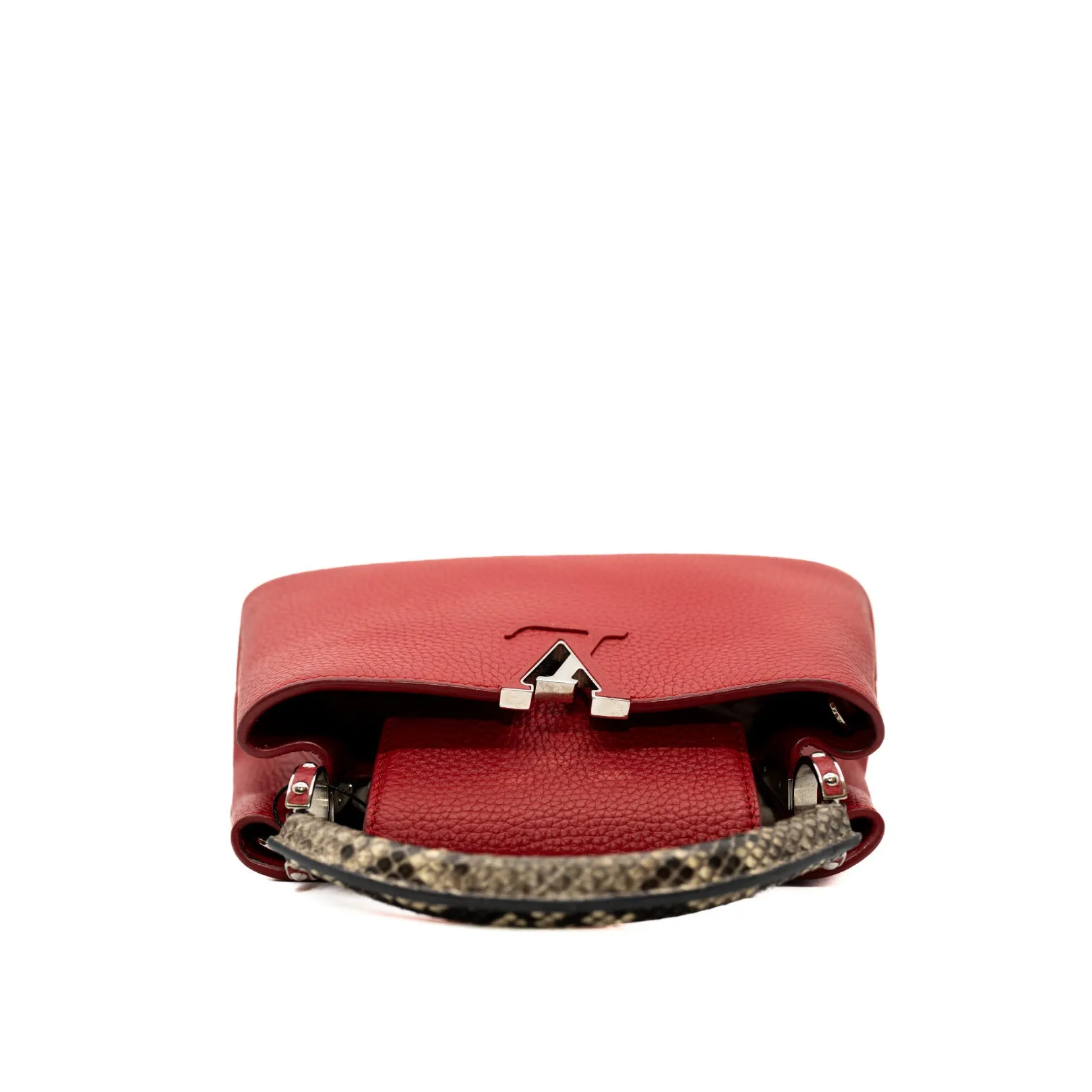 capucines bb with snake handle in leather red