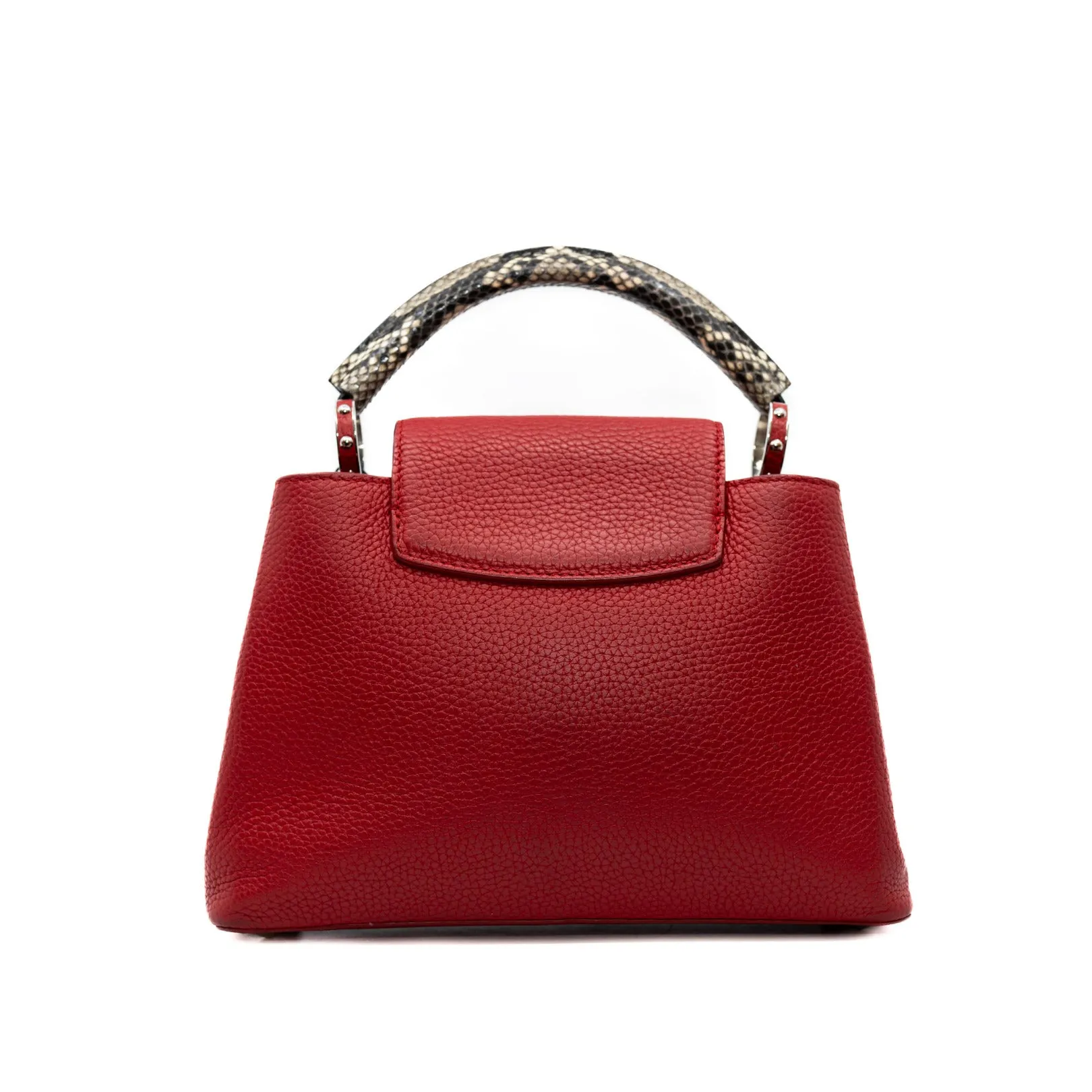 capucines bb with snake handle in leather red