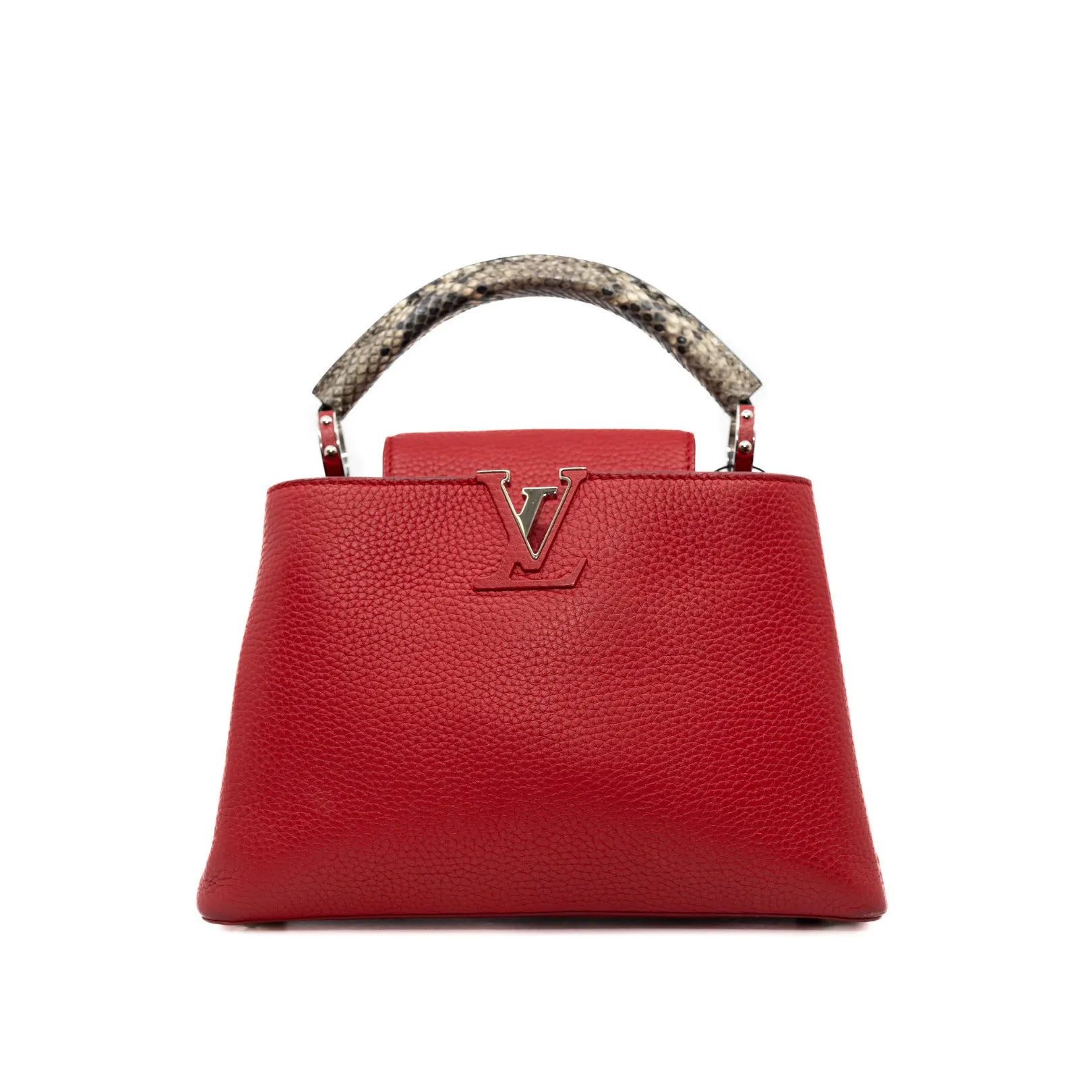 capucines bb with snake handle in leather red