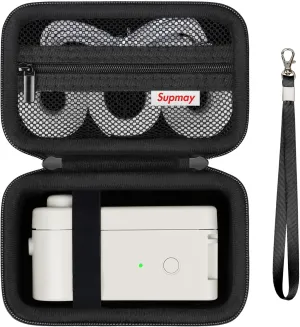 Carrying Case for Makeid L1/ for POLONO P31S/ for vretti Label Maker Machine, Portable Mini Bluetooth Labeler Storage Holder with Zipper Mesh Bag for Label Maker Tapes, Charging Cord, Black