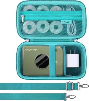 Carrying Case for Phomemo A30 Label Printer, A30 Thermal Bluetooth Mini Label Maker Travel Storage Holder, Sticker Printer Bag with Shoulder Strap Fits Label Paper, Charger and Cable, Green