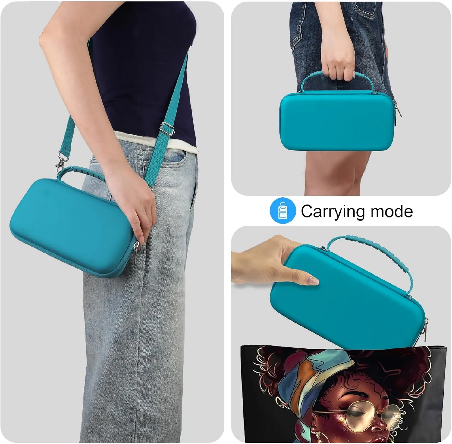 Carrying Case for Phomemo A30 Label Printer, A30 Thermal Bluetooth Mini Label Maker Travel Storage Holder, Sticker Printer Bag with Shoulder Strap Fits Label Paper, Charger and Cable, Green