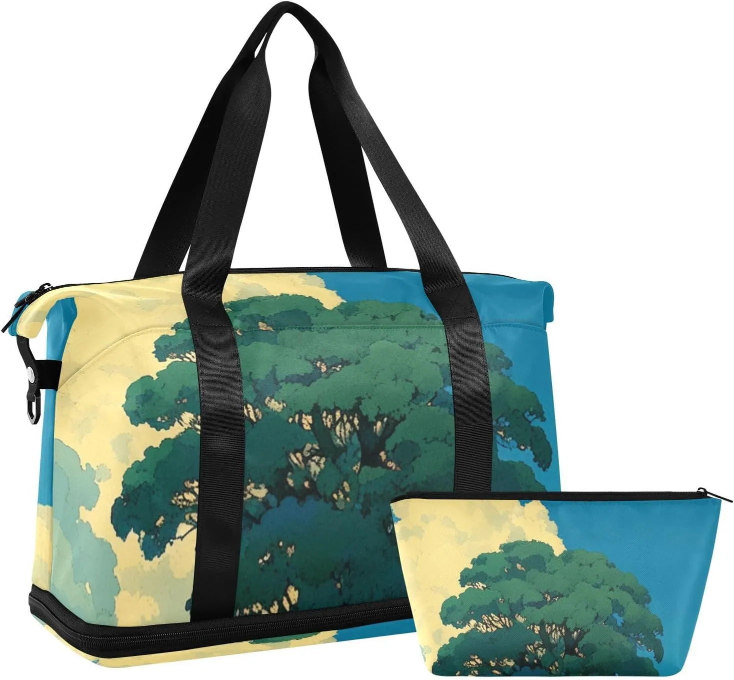 Cartoon Animation Sense Yellow Field Travel Duffel Bags Carry On Shoulder Weekend Tote with Adjustable Strap for Business Trips Waterproof