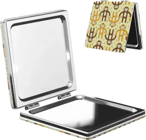 Cartoon Monkeys Yellow Women Small Makeup Mirror Portable Pocket Cosmetic Mirror for Travel