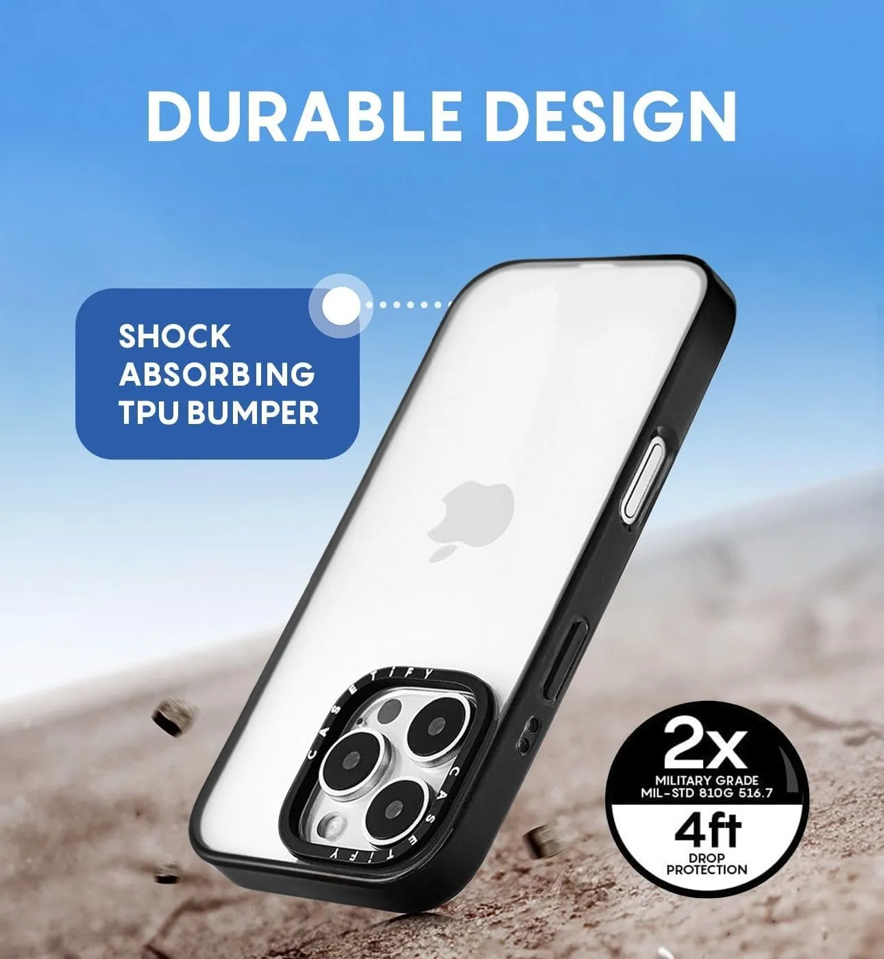 CASETiFY Compact iPhone 13 Pro Case [4 ft. 2X Military Grade Drop Protection/Slim/Lightweight] - Strawberries - Clear Black