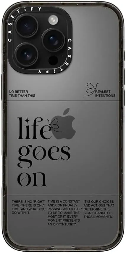 CASETiFY Impact Case for iPhone 16 Pro Max [Slim / 8.2 ft. 4X Military Grade Drop Protection/Wireless Charging Compatible] - Life Goes On - Clear Black