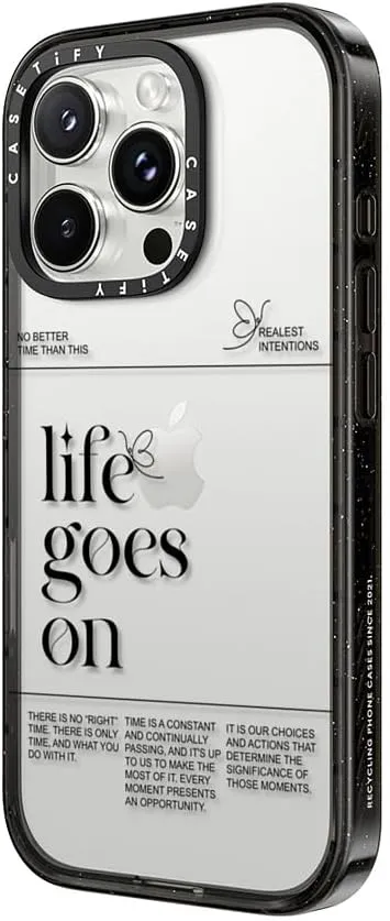 CASETiFY Impact Case for iPhone 16 Pro Max [Slim / 8.2 ft. 4X Military Grade Drop Protection/Wireless Charging Compatible] - Life Goes On - Clear Black