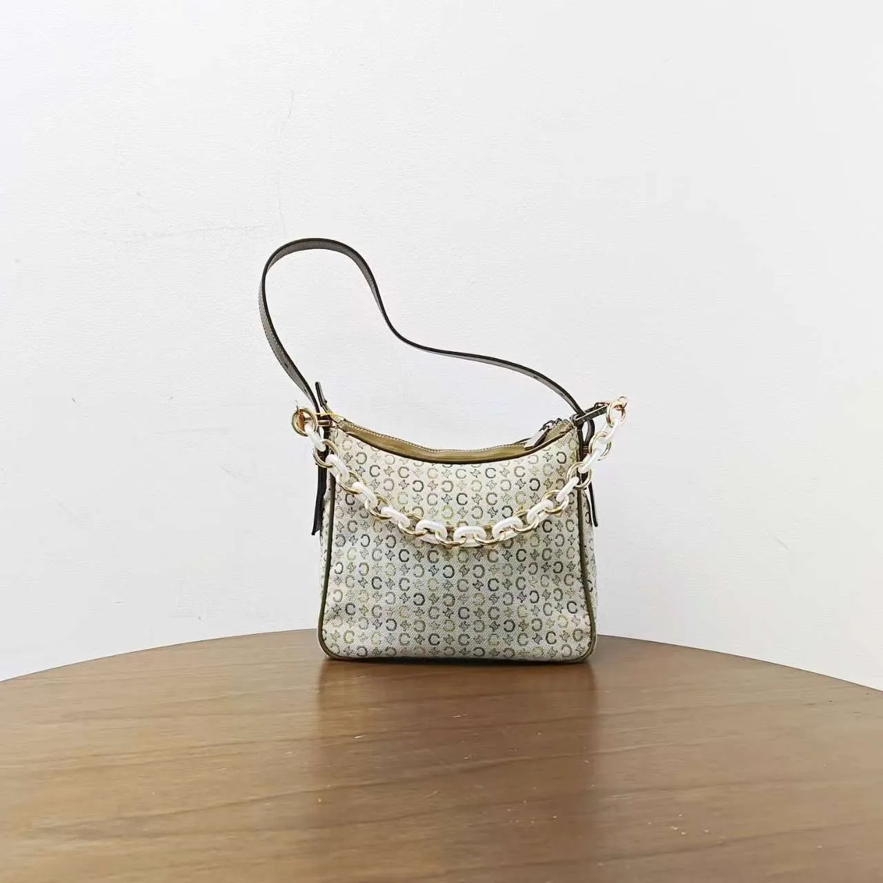 Celine Macadam Canvas Hobo Bag Ivory
