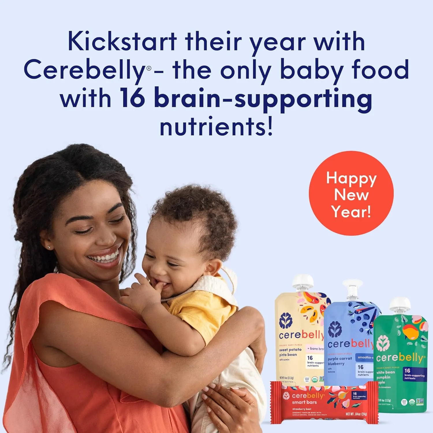 Cerebelly Organic Baby Food Pouches – 6  Months Organic Dairy-Free Smoothie Pouches | No Added Sugar, Fiber, Non-GMO | Toddler Pouches | 4 Ounce BPA-Free Baby Pouch | Purple Carrot Blueberry | 6 Count