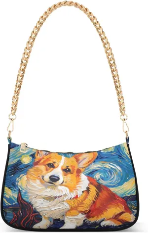 Chain Shoulder Bag Hobo Tote Handbag Mini Clutch Purse with Zipper Closure for Women