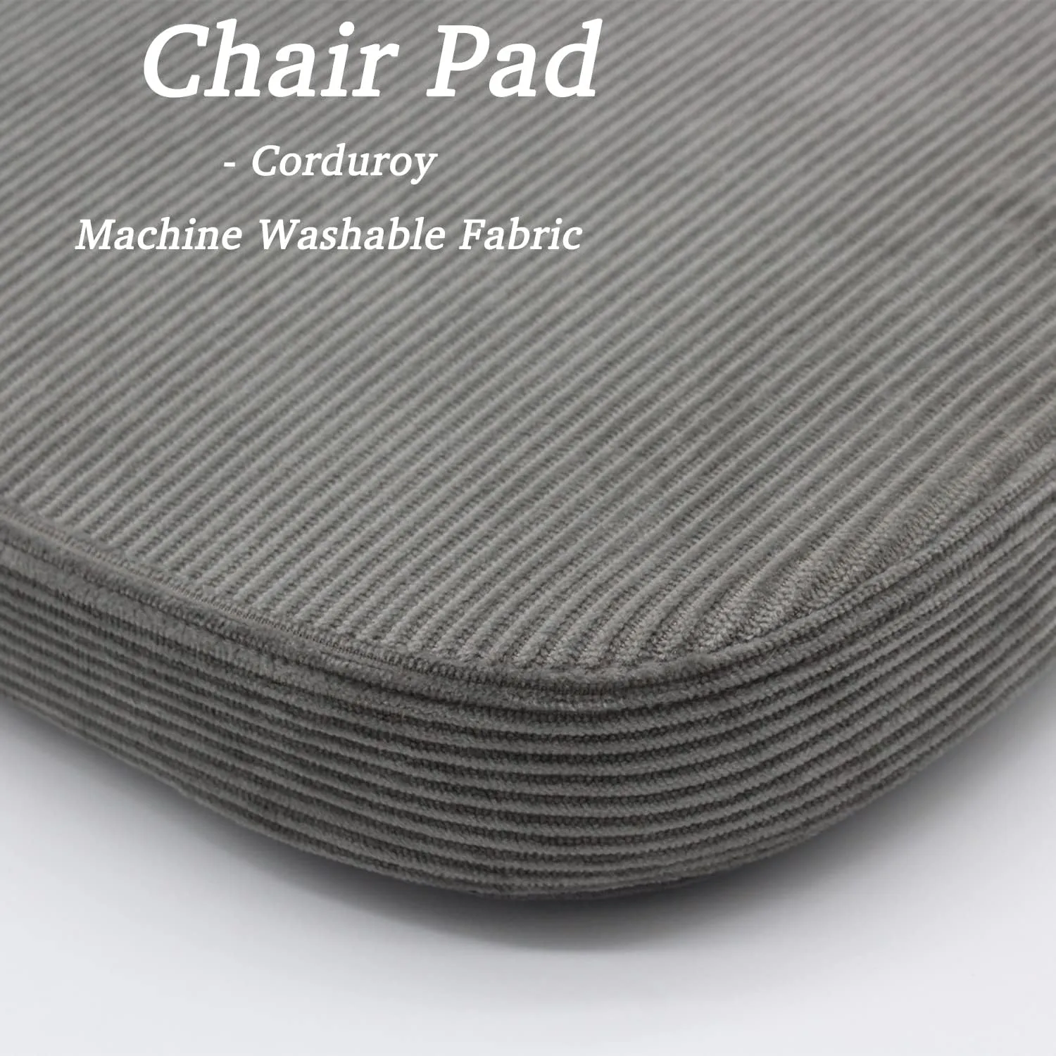 Chair Pads for Dining Room Chair - Non Slip Seat Cushions with Machine Washable Cover and Ties fit Metal Wooden Kitchen Chairs [14.5 X 15.5 X 2 Inches] - Gray