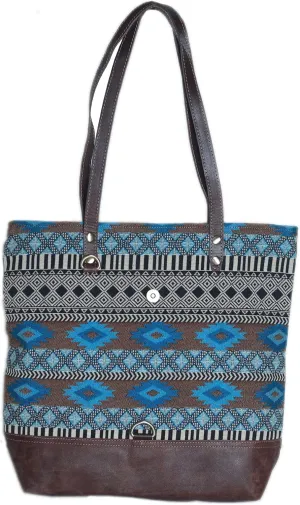 CHALLENGER Women Canvas Handwoven Brown Leather Handbag Tote Purse 17RT2106