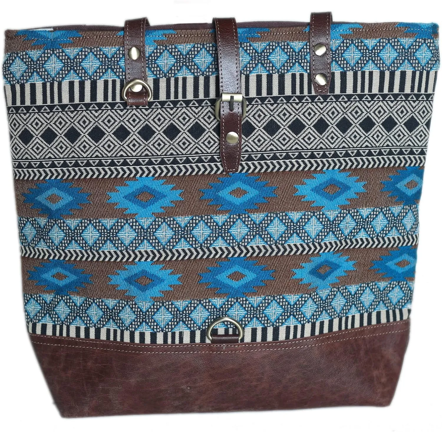 CHALLENGER Women Canvas Handwoven Brown Leather Handbag Tote Purse 17RT2106