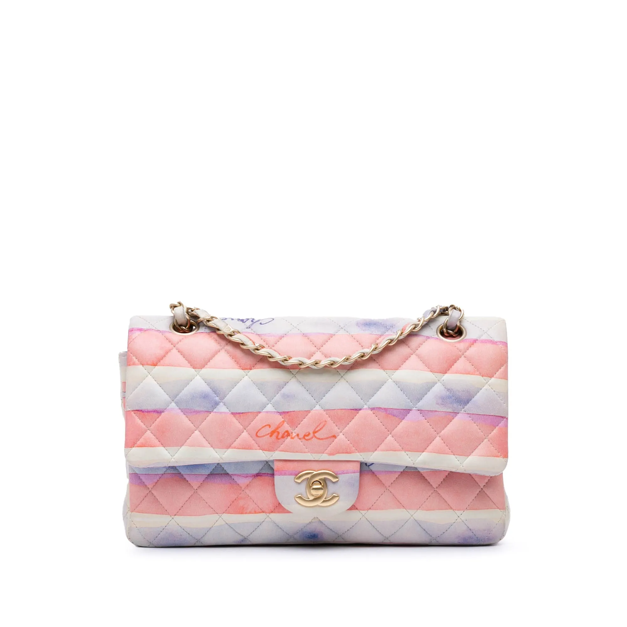 Chanel Medium Classic Printed Lambskin Watercolor Double Flap