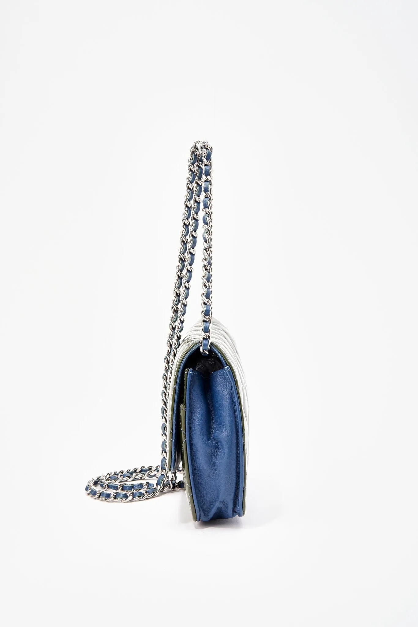 Chanel Patent Green Leather Wallet On Chain