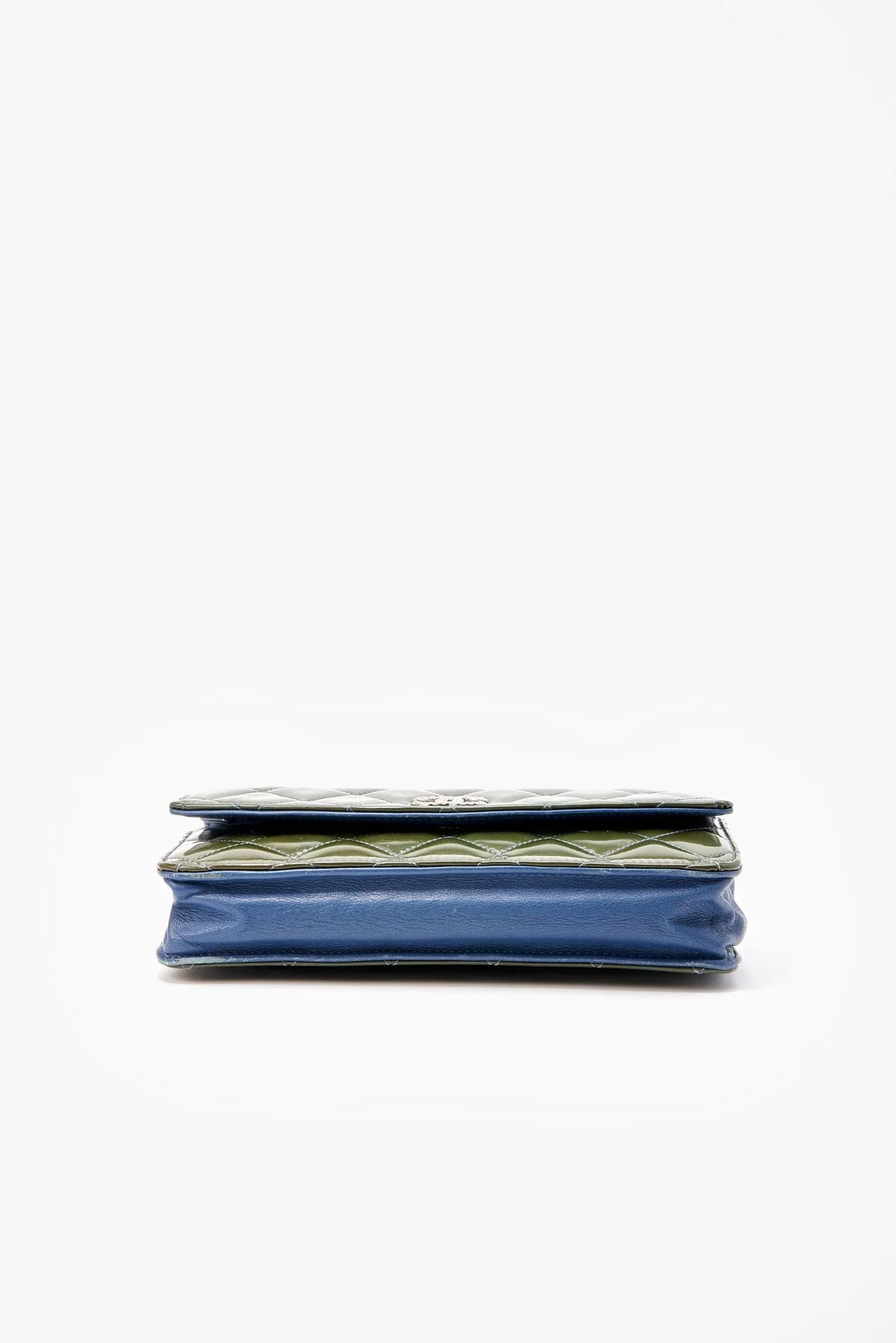 Chanel Patent Green Leather Wallet On Chain