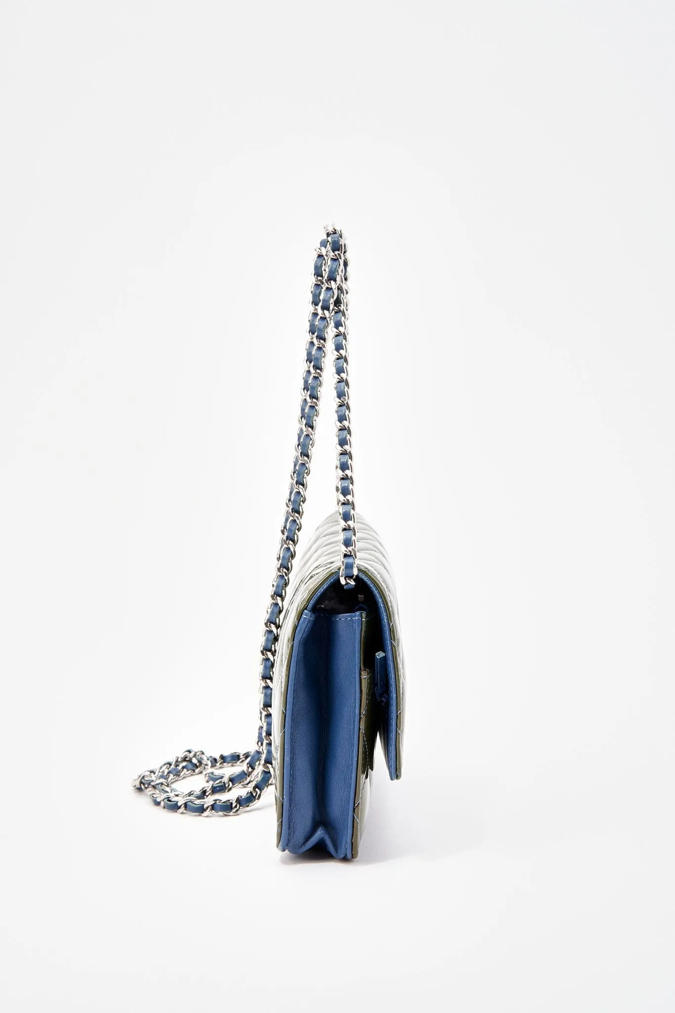 Chanel Patent Green Leather Wallet On Chain