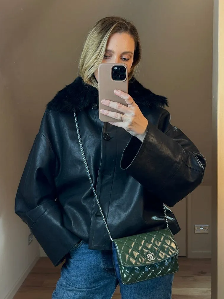 Chanel Patent Green Leather Wallet On Chain
