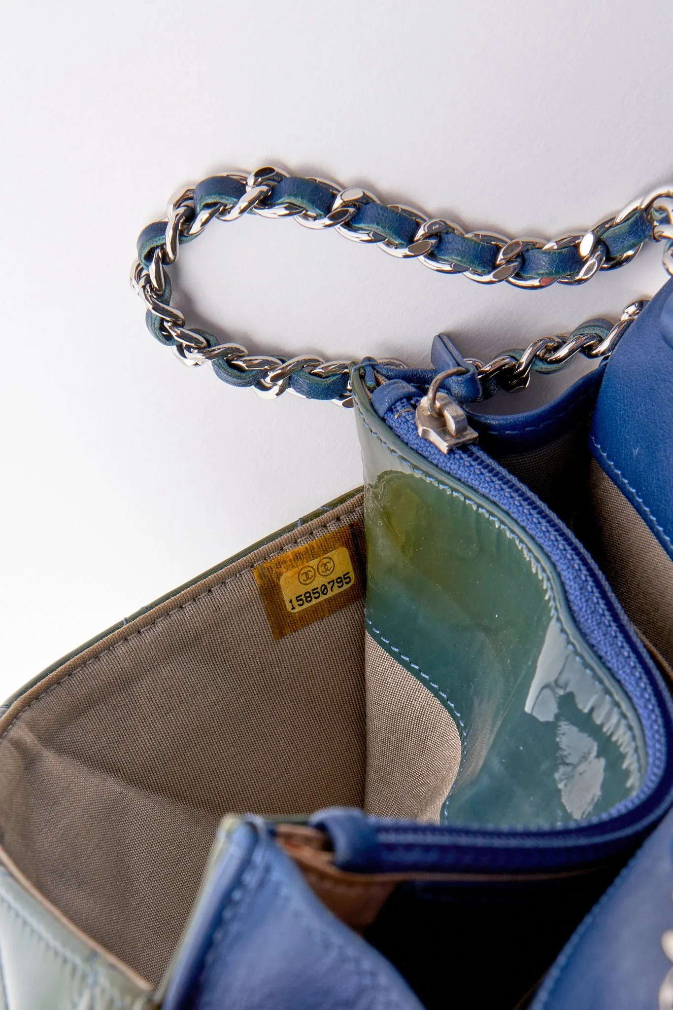 Chanel Patent Green Leather Wallet On Chain