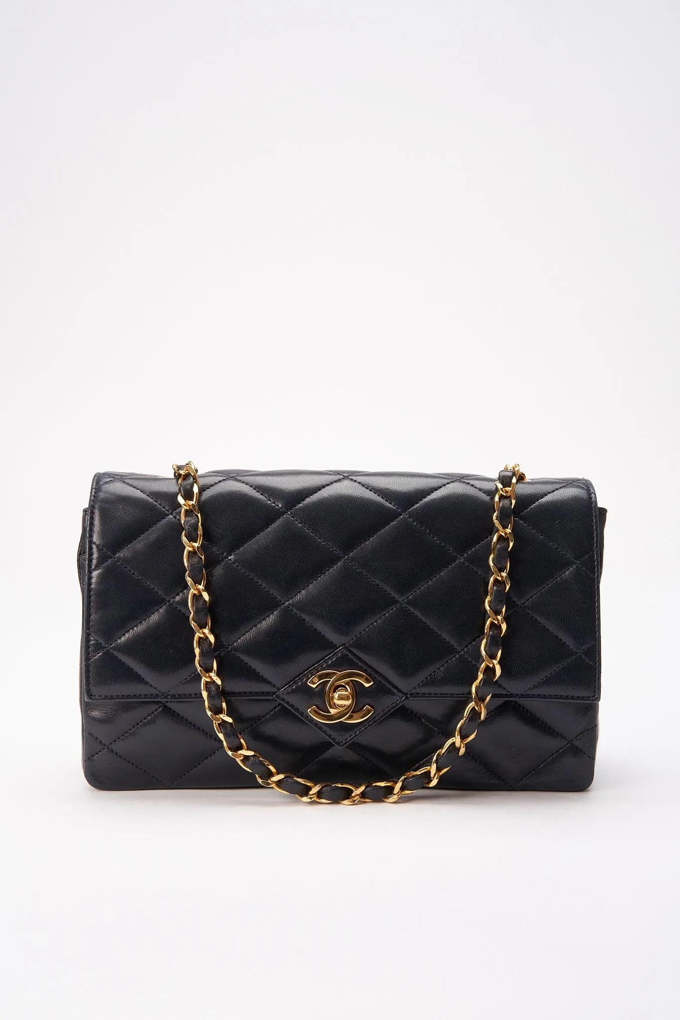 Chanel Single Flap Crossbody with 24K Gold Plated Hardware - Navy