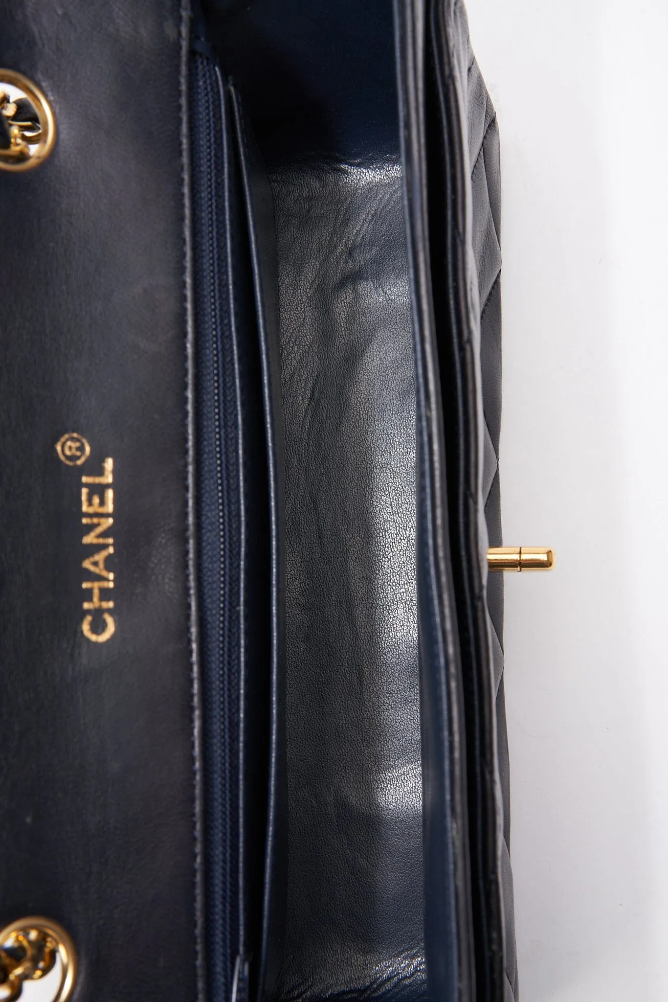 Chanel Single Flap Crossbody with 24K Gold Plated Hardware - Navy
