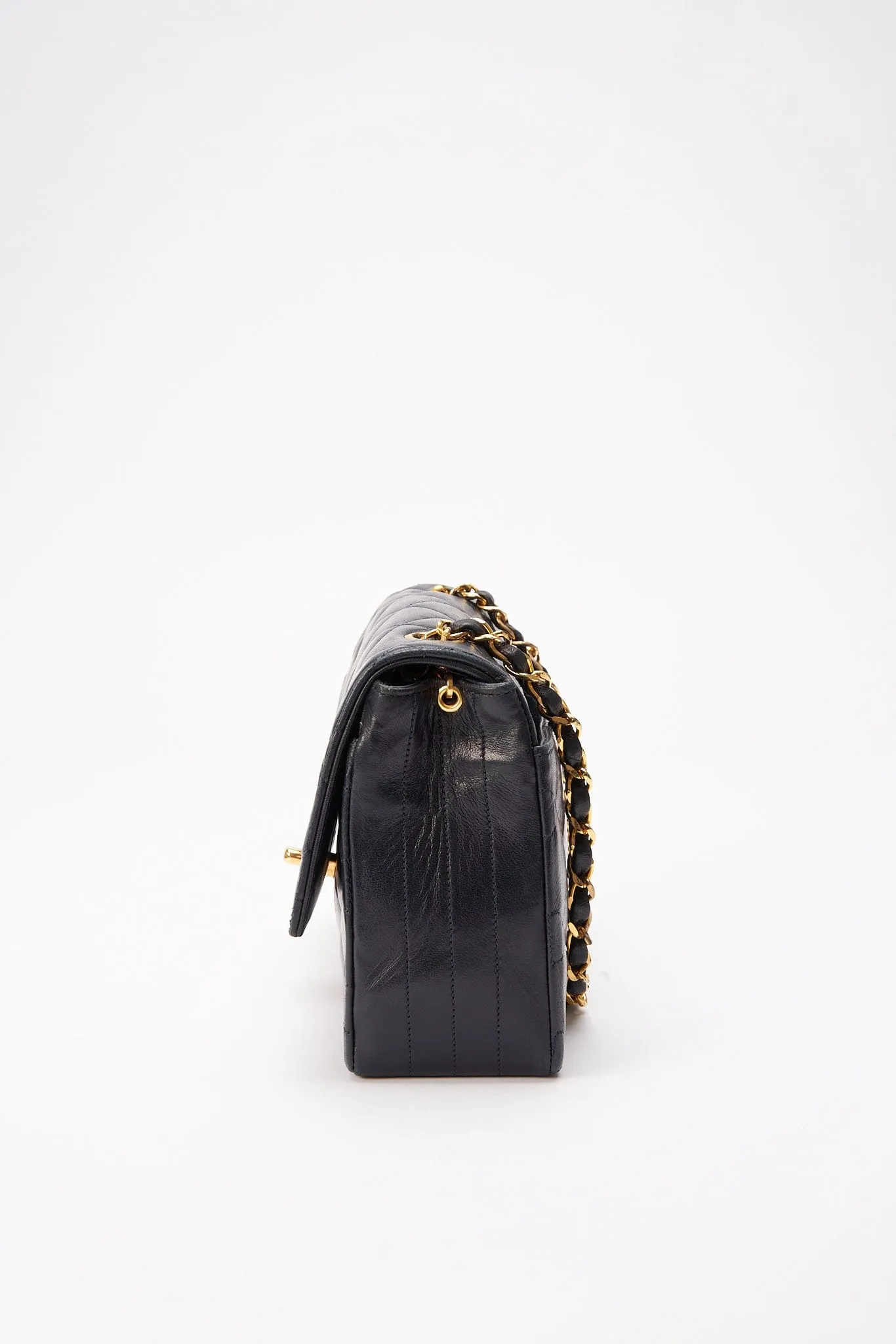 Chanel Single Flap Crossbody with 24K Gold Plated Hardware - Navy