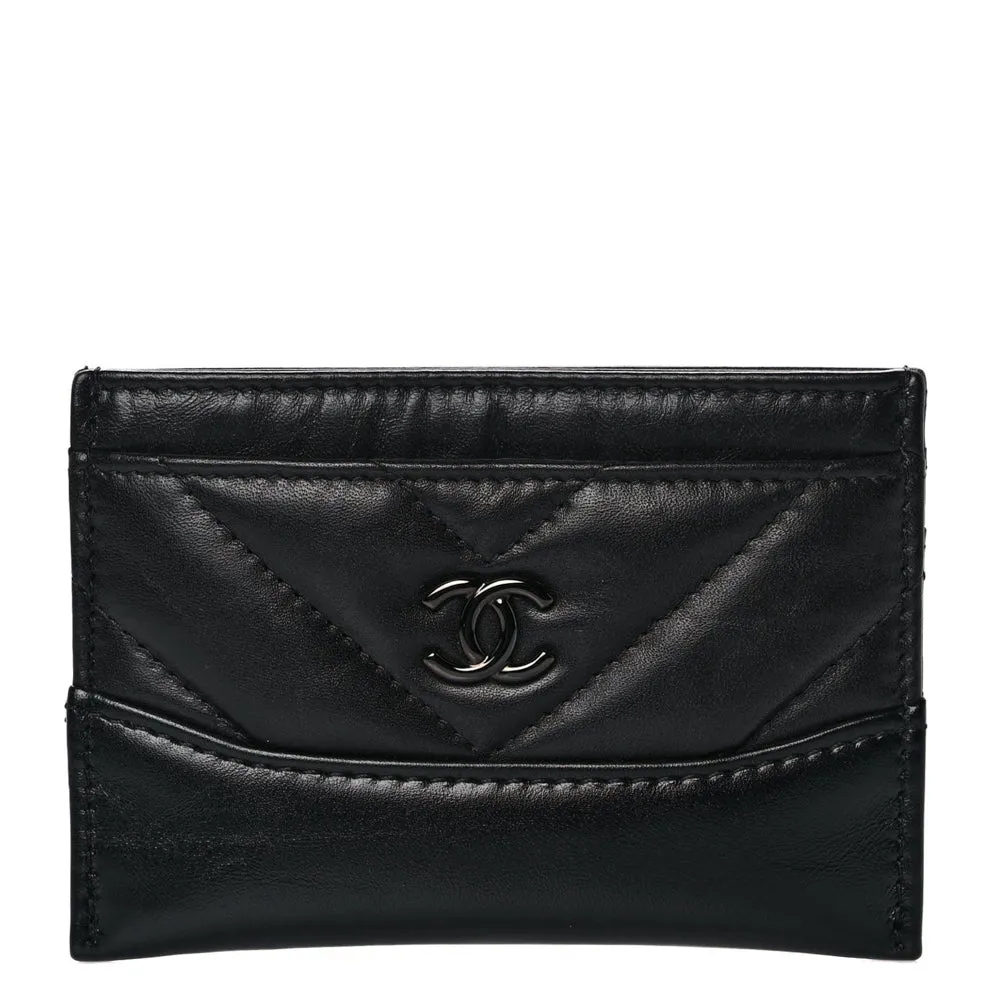 Chanel So Black Quilted Gabrielle Card Holder Wallet