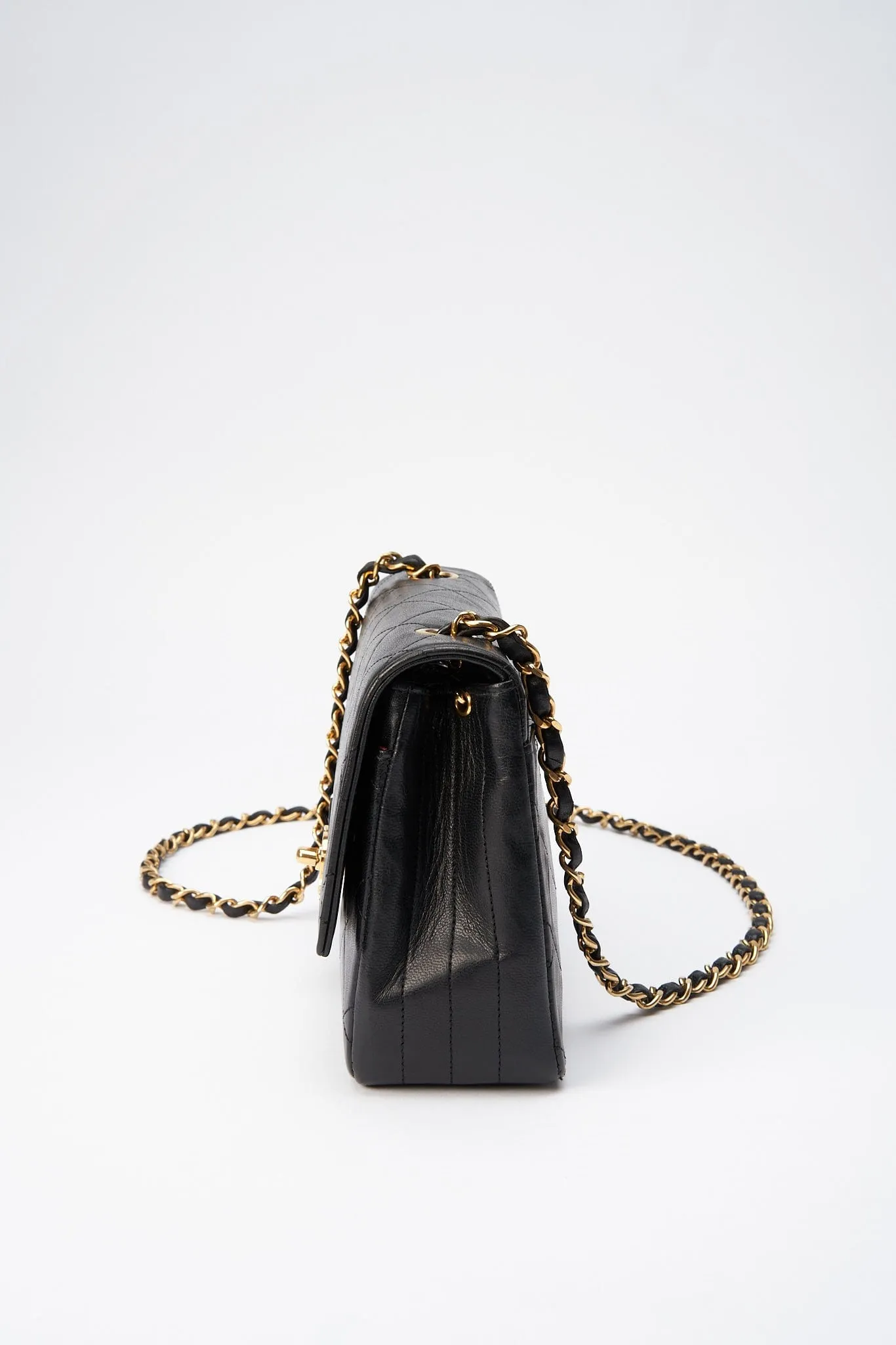 Chanel Vintage Black Single Flap with 24k gold plated hardware and V design