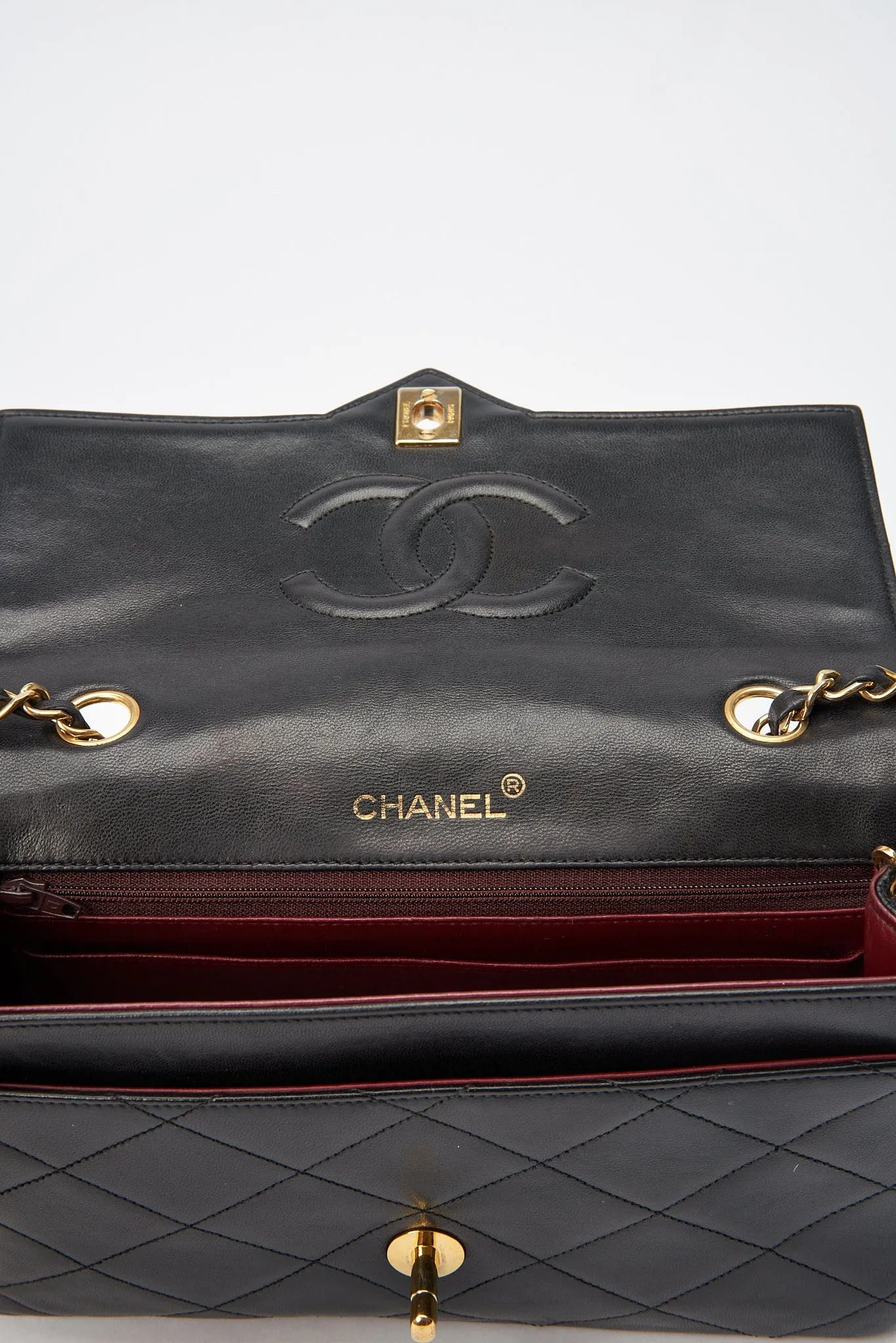 Chanel Vintage Black Single Flap with 24k gold plated hardware and V design