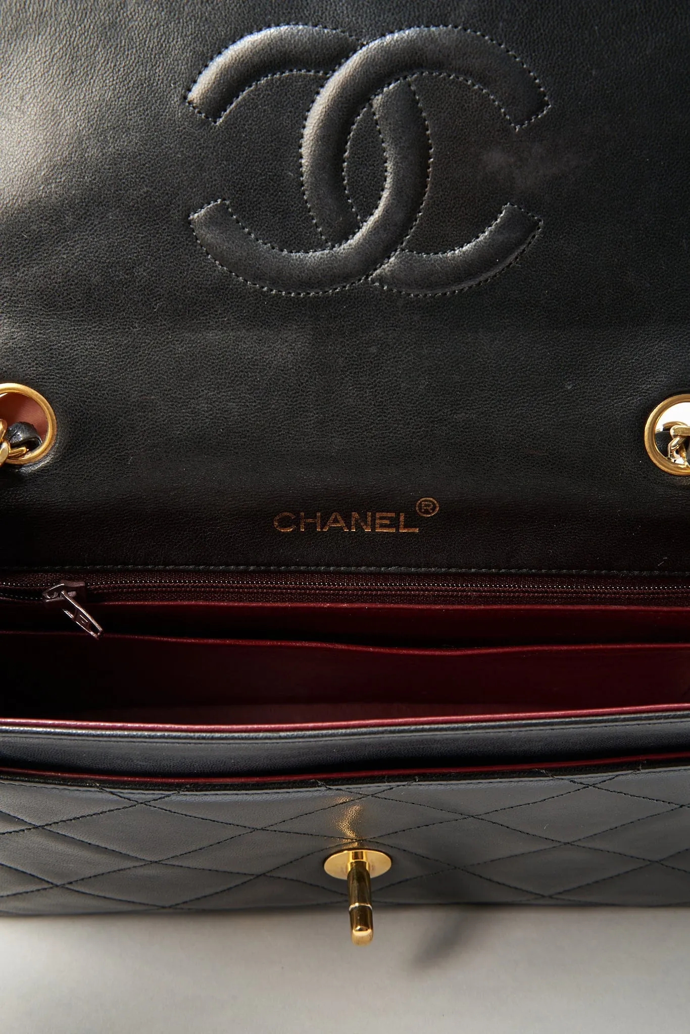 Chanel Vintage Black Single Flap with 24k gold plated hardware and V design