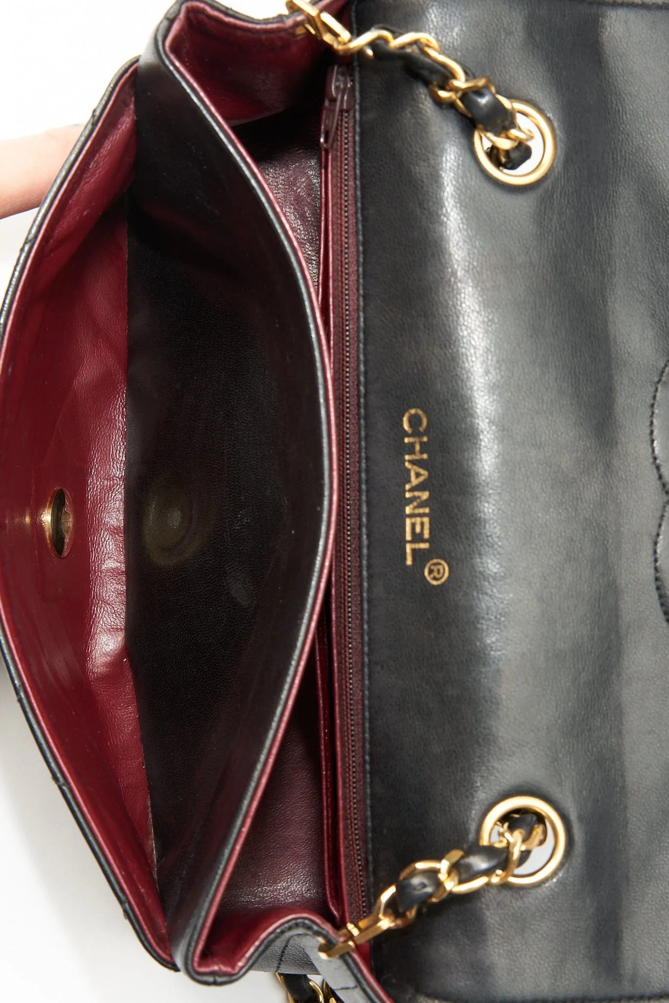 Chanel Vintage Black Single Flap with 24k gold plated hardware and V design