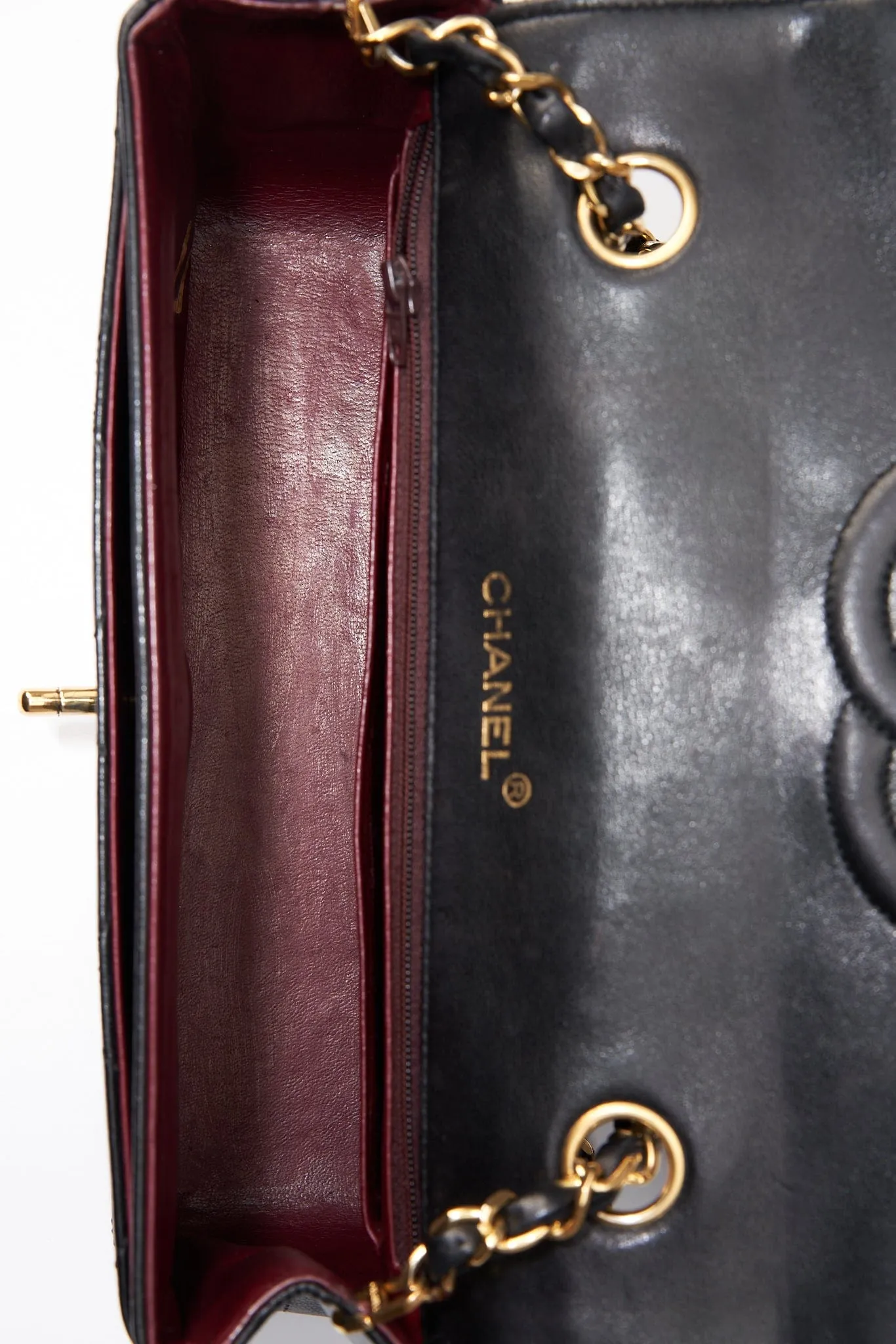 Chanel Vintage Black Single Flap with 24k gold plated hardware and V design