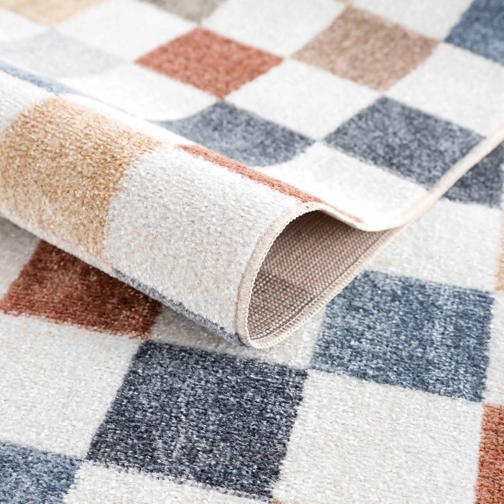 Checkered Multi Color Washable Area Rug