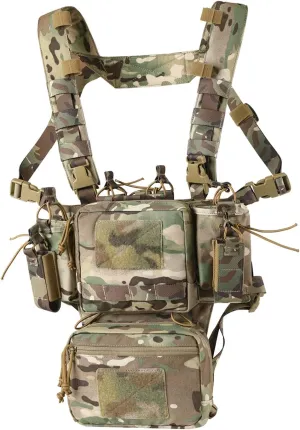Chest Rig-Tactical Chest Rig, Adjustable & Detachable Molle Micro Chest Rigs, with 5.56/7.62 Magazine Pouch
