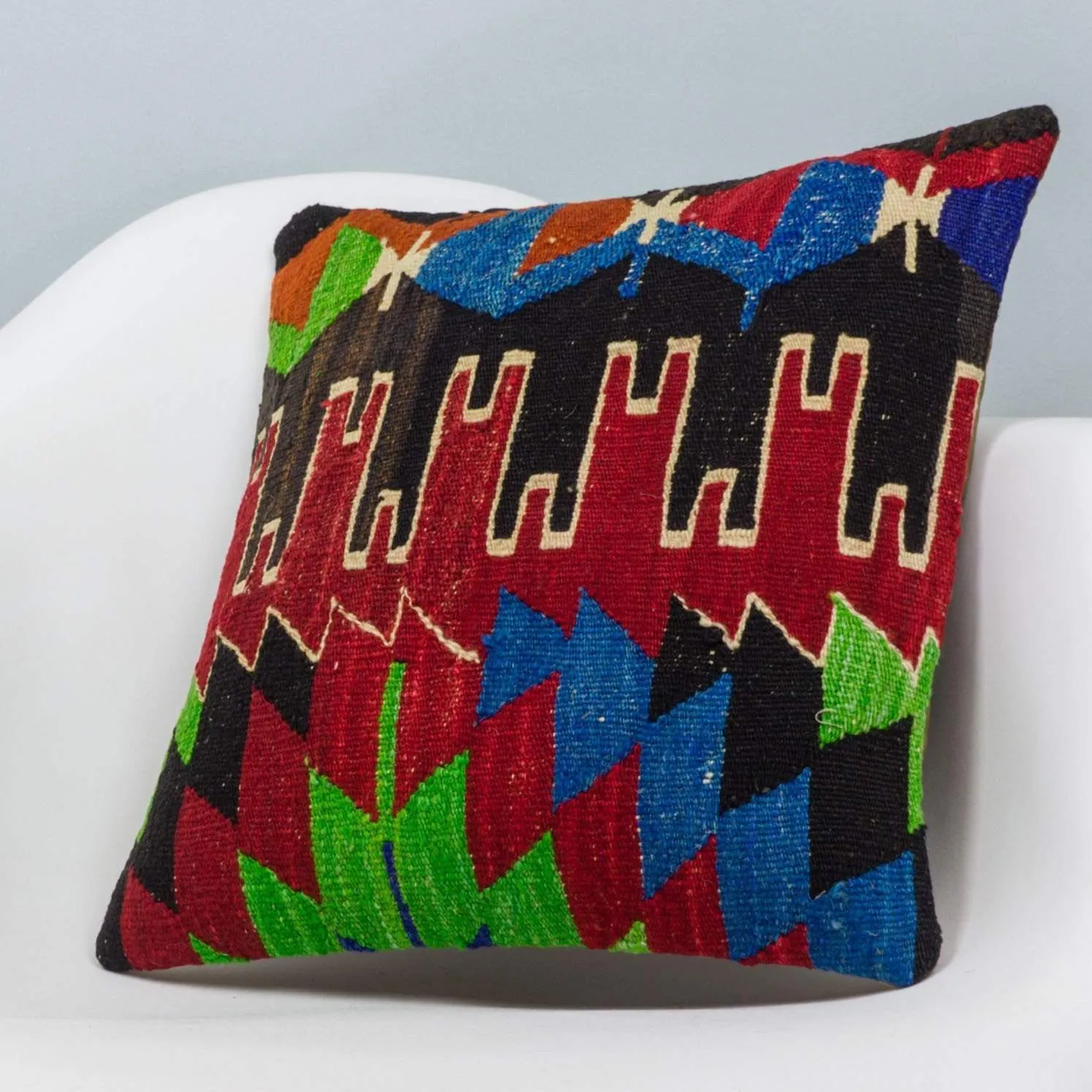 Chevron Multi Color Kilim Pillow Cover 16x16 3326