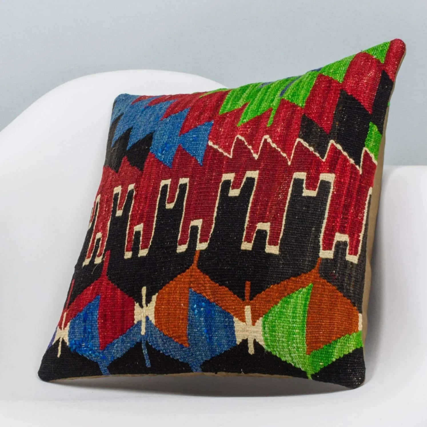 Chevron Multi Color Kilim Pillow Cover 16x16 3328