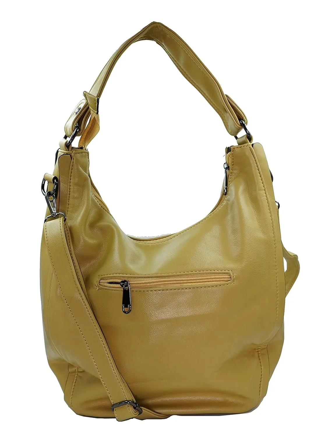 Chic Mustard Hobo Bag with Eyelet Trim and Strap