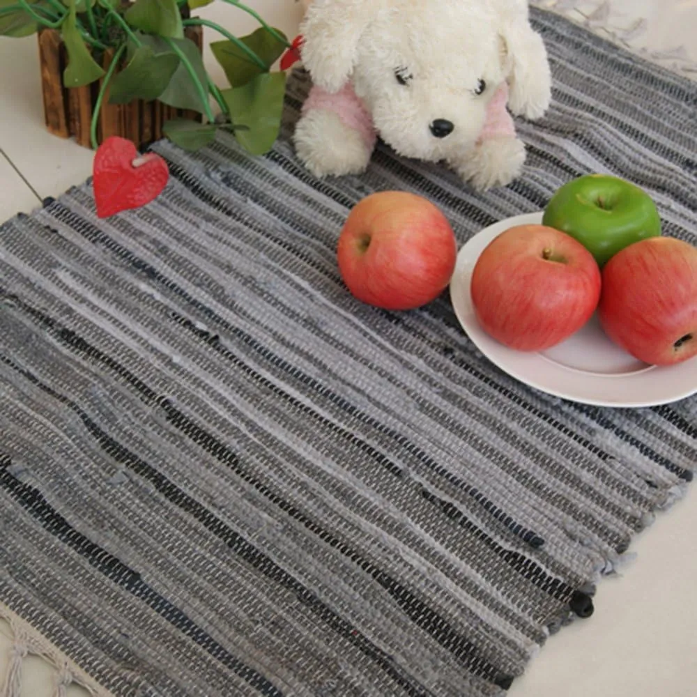 Chindi Rag Rug, Machine Washable Cotton Reversible Rag Rug Hand Woven Multi Color Striped Area Rug Floor Rugs for Bedroom, Living Room, Kitchen and Laundry Room (20'' x 31", Grey)