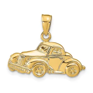 Classic Antique Car Charm Pendant in Real 14k Yellow Gold