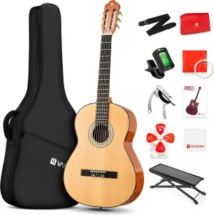 Classical Guitar 36" 3/4 Spanish Style Classical Guitarra, 36 Inch Nylon Strings Guitar Ideal for Beginner Teens Adults, Natural Spruce, by Vangoa