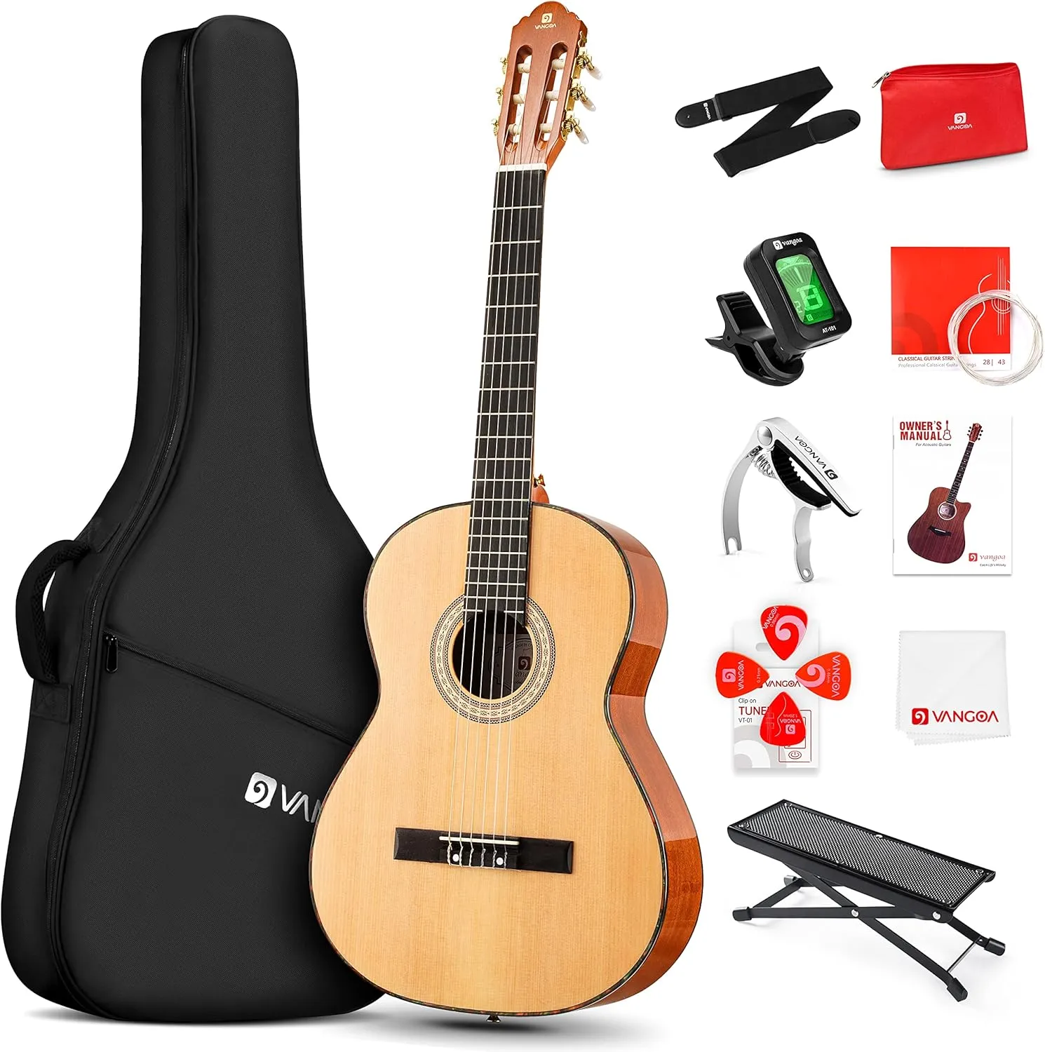 Classical Guitar 36" 3/4 Spanish Style Classical Guitarra, 36 Inch Nylon Strings Guitar Ideal for Beginner Teens Adults, Natural Spruce, by Vangoa
