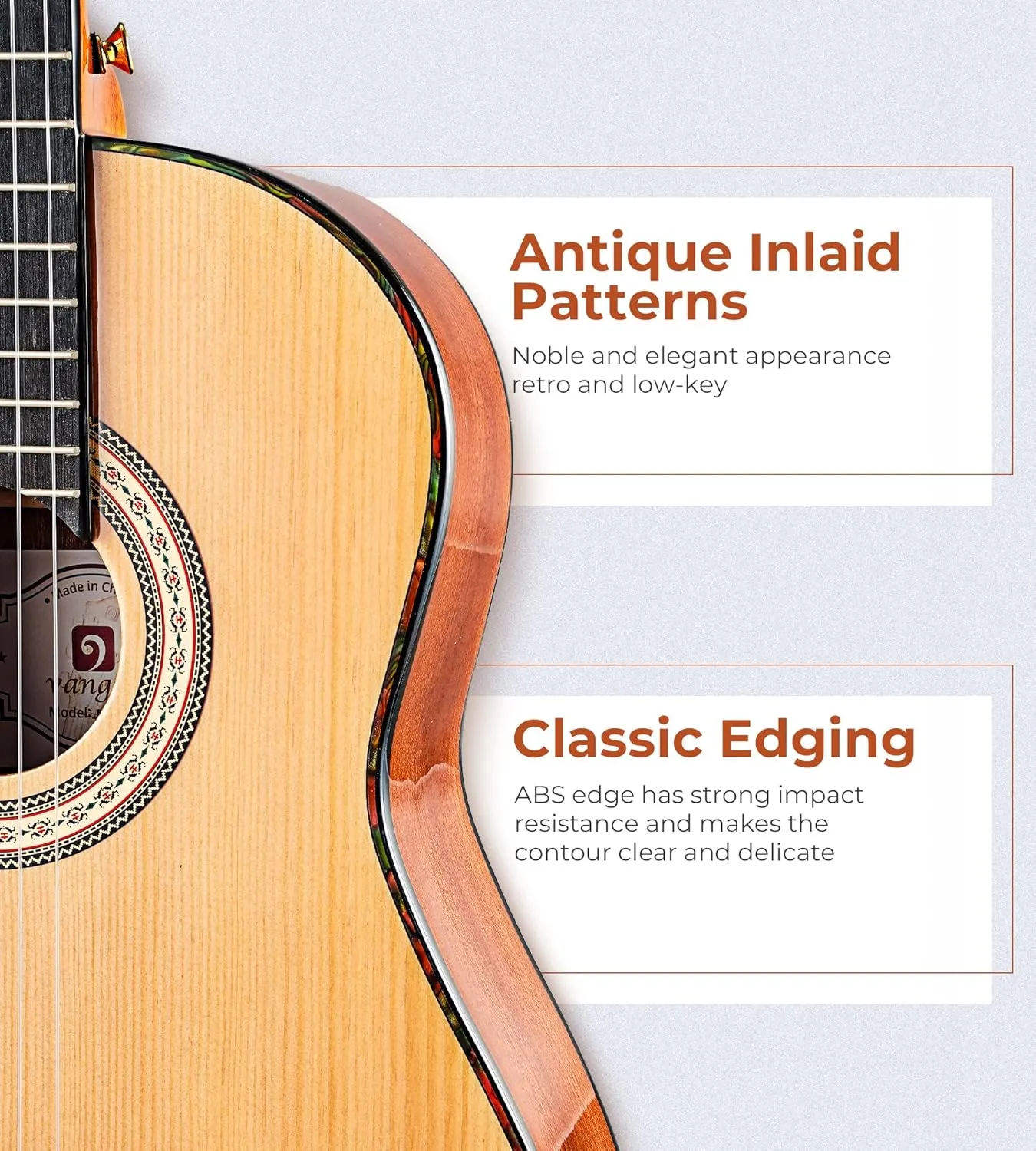 Classical Guitar 36" 3/4 Spanish Style Classical Guitarra, 36 Inch Nylon Strings Guitar Ideal for Beginner Teens Adults, Natural Spruce, by Vangoa