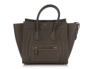 Céline Stone Baby Drummed Calfskin Mini Luggage