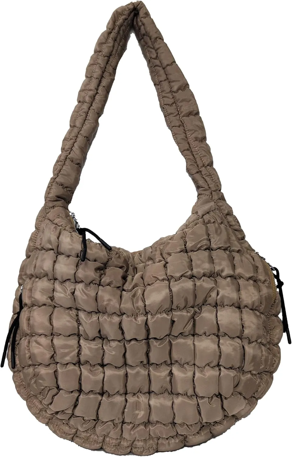 Cloudlike Large Capacity Soft Quilted Puffer Hobo Sling Bag Everyday Use Tan