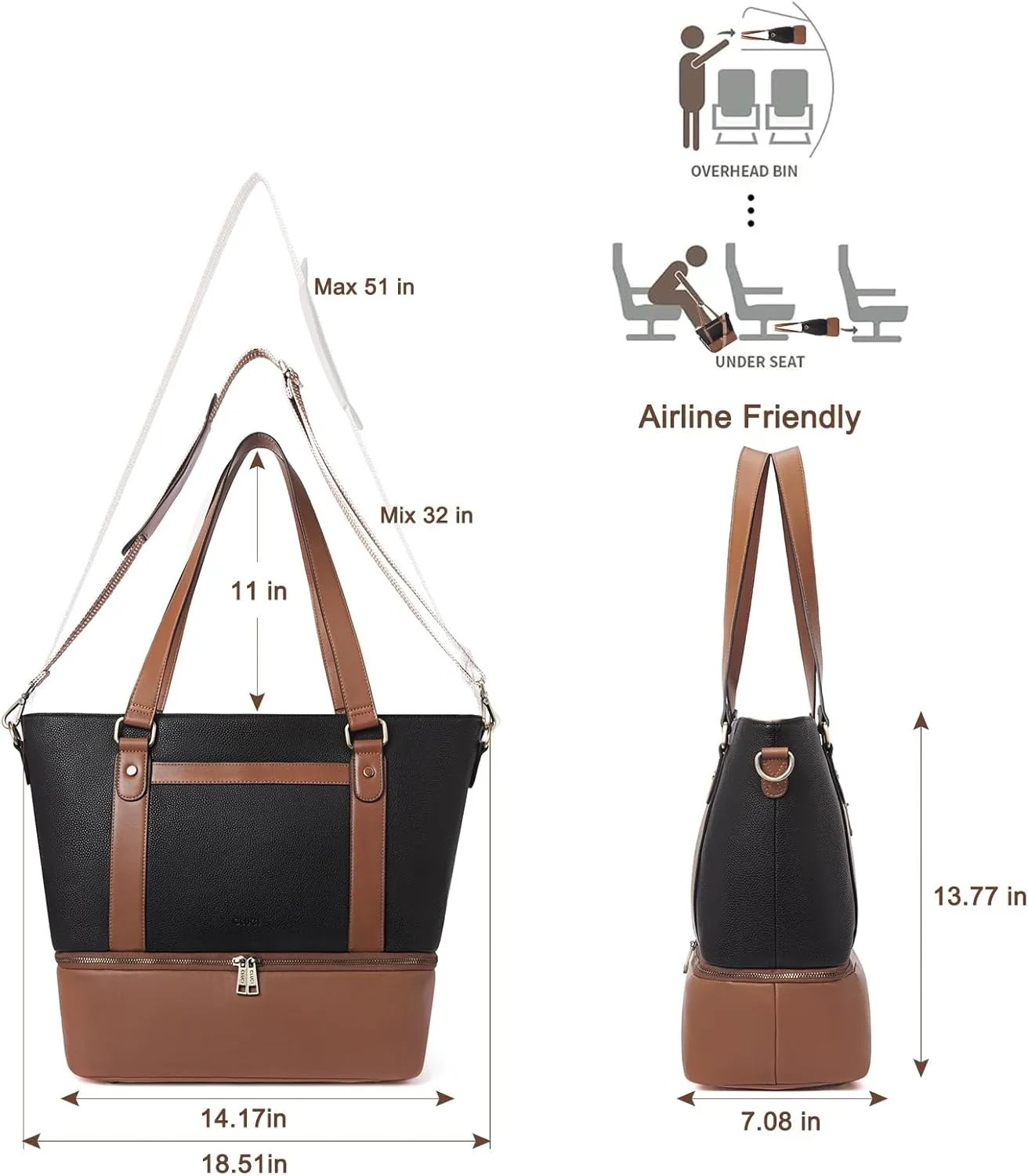 CLUCI Weekender Bag for Women Travel Leather Duffel Bag Carry on Overnight Bag