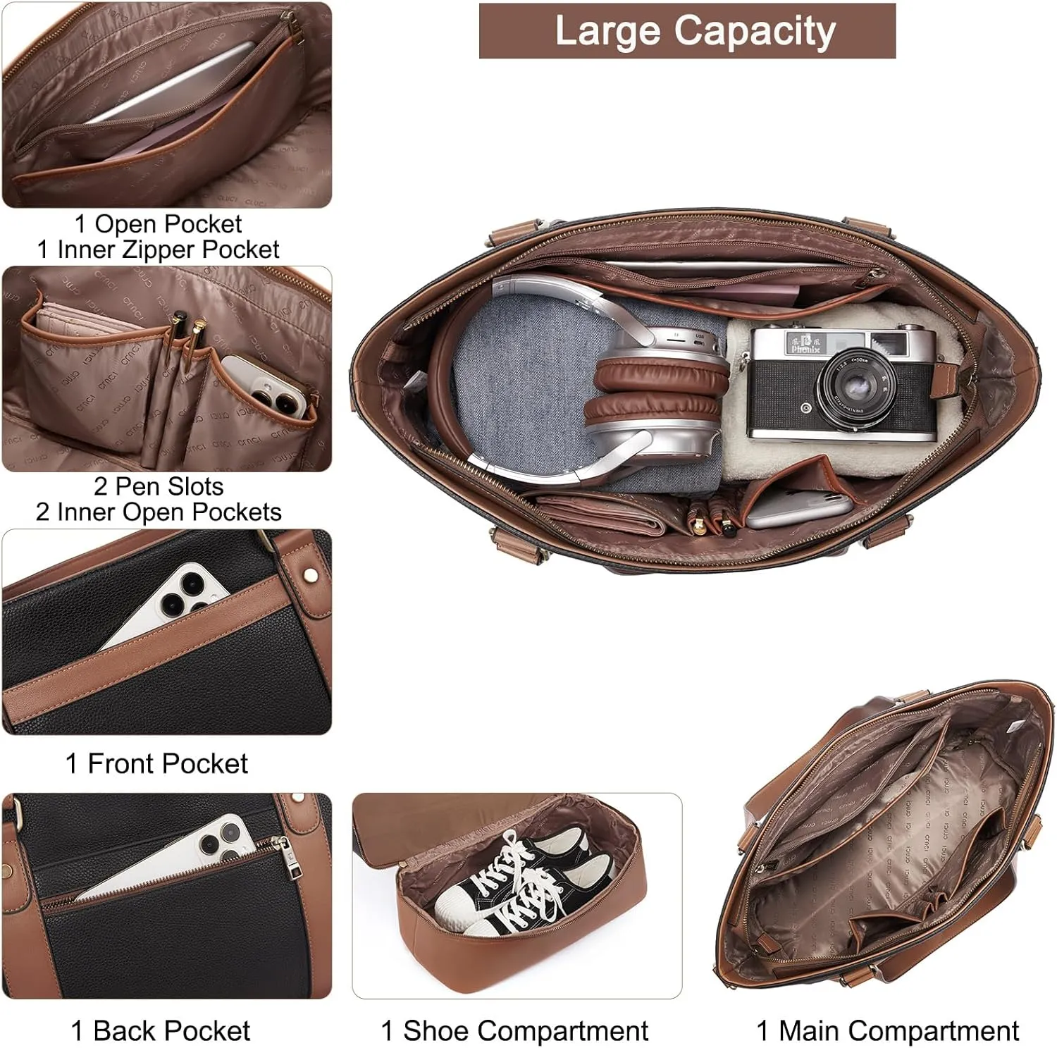 CLUCI Weekender Bag for Women Travel Leather Duffel Bag Carry on Overnight Bag